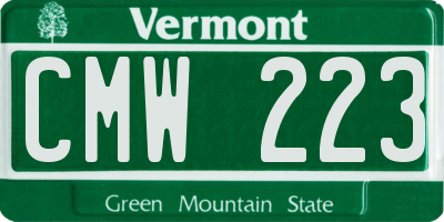 VT license plate CMW223