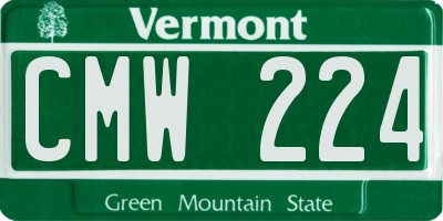 VT license plate CMW224