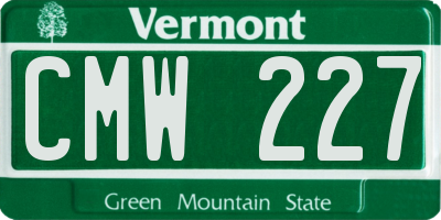 VT license plate CMW227
