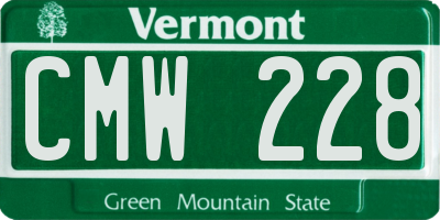 VT license plate CMW228