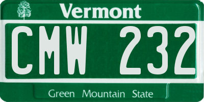 VT license plate CMW232
