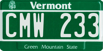 VT license plate CMW233