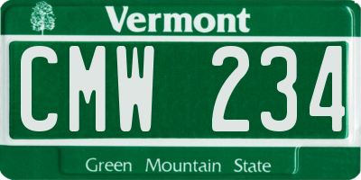 VT license plate CMW234