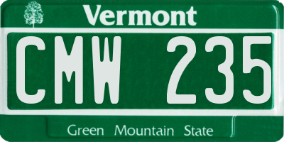 VT license plate CMW235