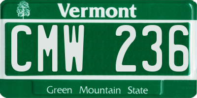 VT license plate CMW236