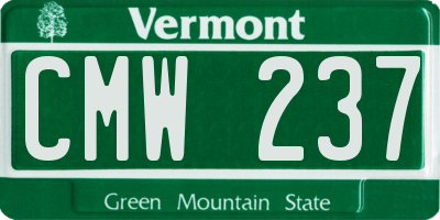 VT license plate CMW237