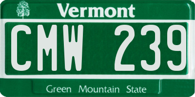 VT license plate CMW239