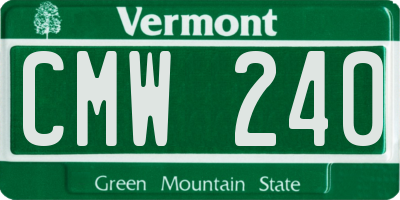 VT license plate CMW240