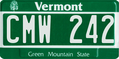 VT license plate CMW242