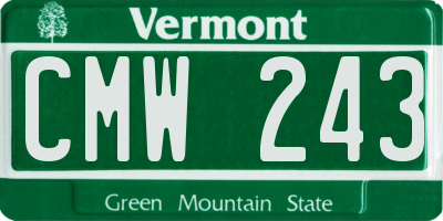 VT license plate CMW243
