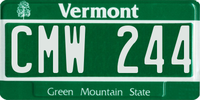 VT license plate CMW244