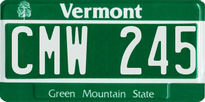 VT license plate CMW245