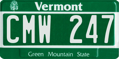 VT license plate CMW247