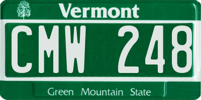 VT license plate CMW248