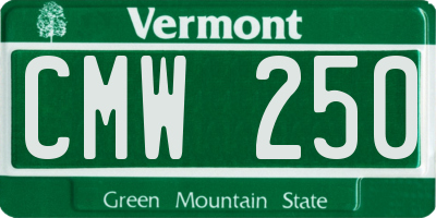 VT license plate CMW250