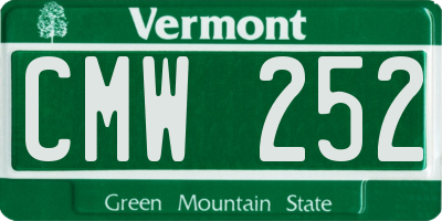 VT license plate CMW252