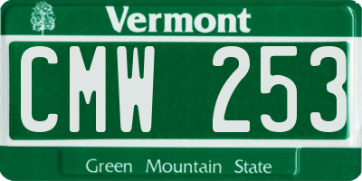 VT license plate CMW253