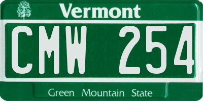 VT license plate CMW254
