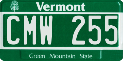 VT license plate CMW255