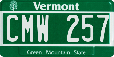 VT license plate CMW257