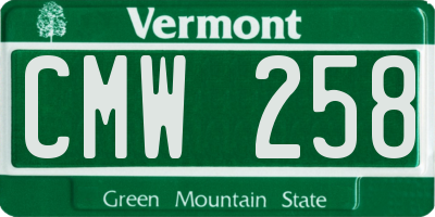 VT license plate CMW258