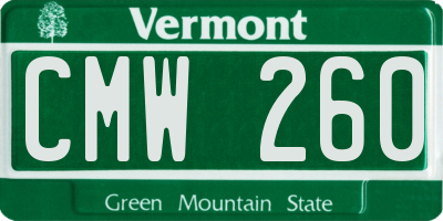 VT license plate CMW260