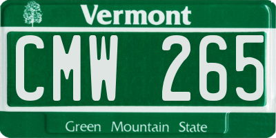 VT license plate CMW265
