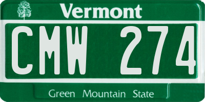 VT license plate CMW274