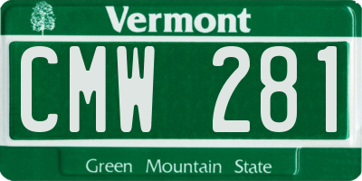 VT license plate CMW281