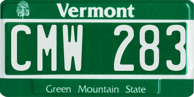 VT license plate CMW283