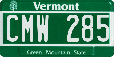 VT license plate CMW285