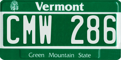 VT license plate CMW286
