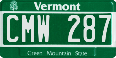 VT license plate CMW287