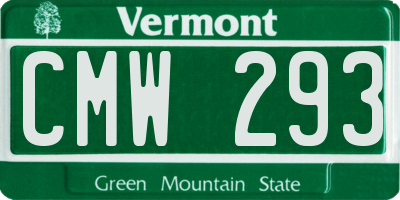 VT license plate CMW293
