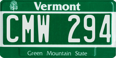 VT license plate CMW294