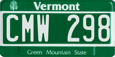 VT license plate CMW298