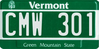 VT license plate CMW301