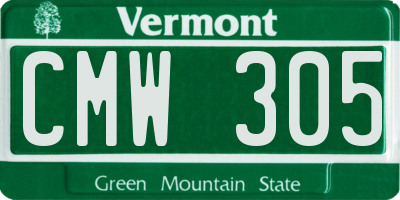 VT license plate CMW305