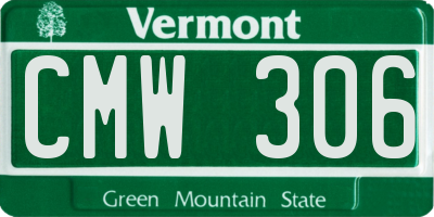 VT license plate CMW306