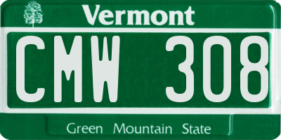 VT license plate CMW308