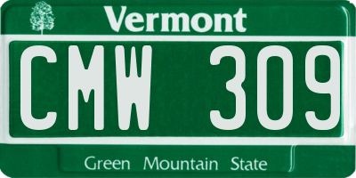 VT license plate CMW309