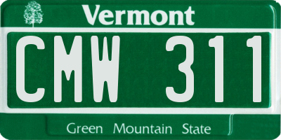 VT license plate CMW311