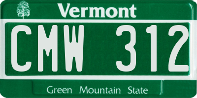 VT license plate CMW312
