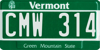 VT license plate CMW314
