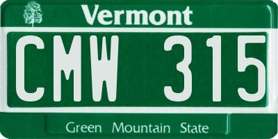 VT license plate CMW315