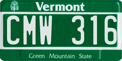 VT license plate CMW316
