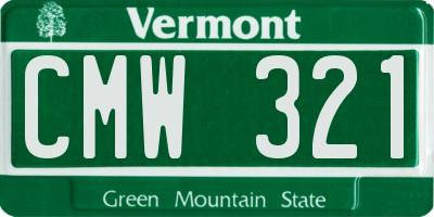 VT license plate CMW321