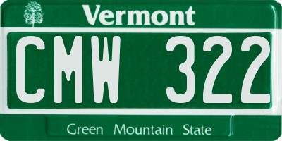 VT license plate CMW322