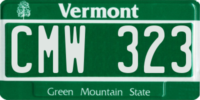 VT license plate CMW323