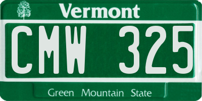 VT license plate CMW325